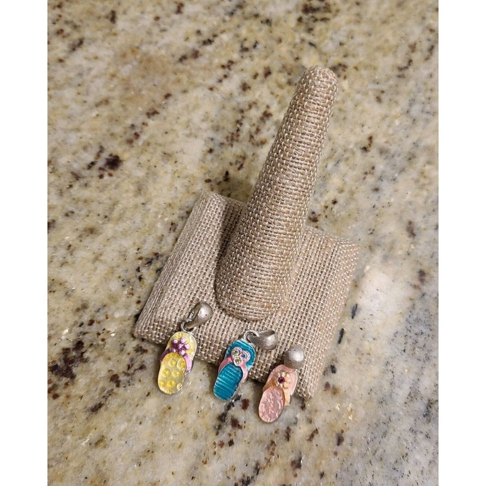 Flip Flop Charms Set of 3 Blue Yellow Pink  Bracelet Summer Beach